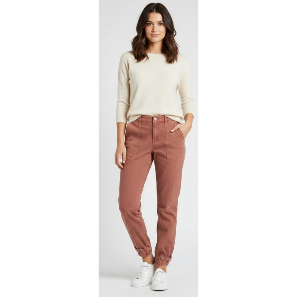 Express High Rise Cropped Straight Pants Rust Size 8